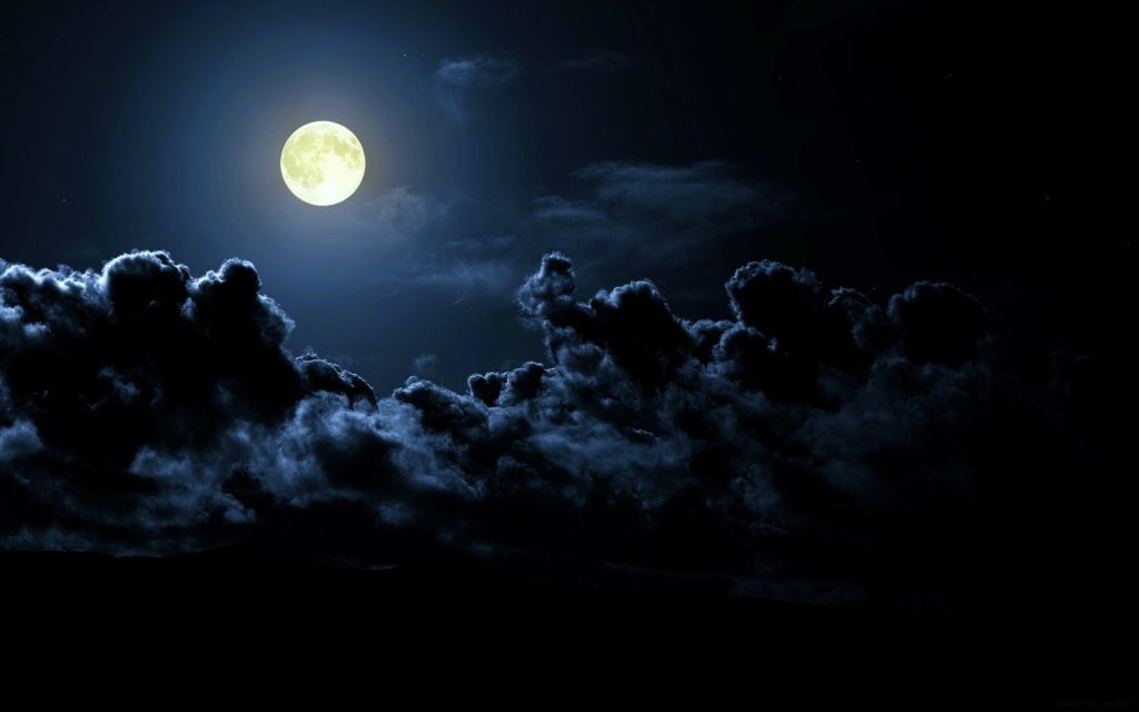 Dark Sky with bright full moon